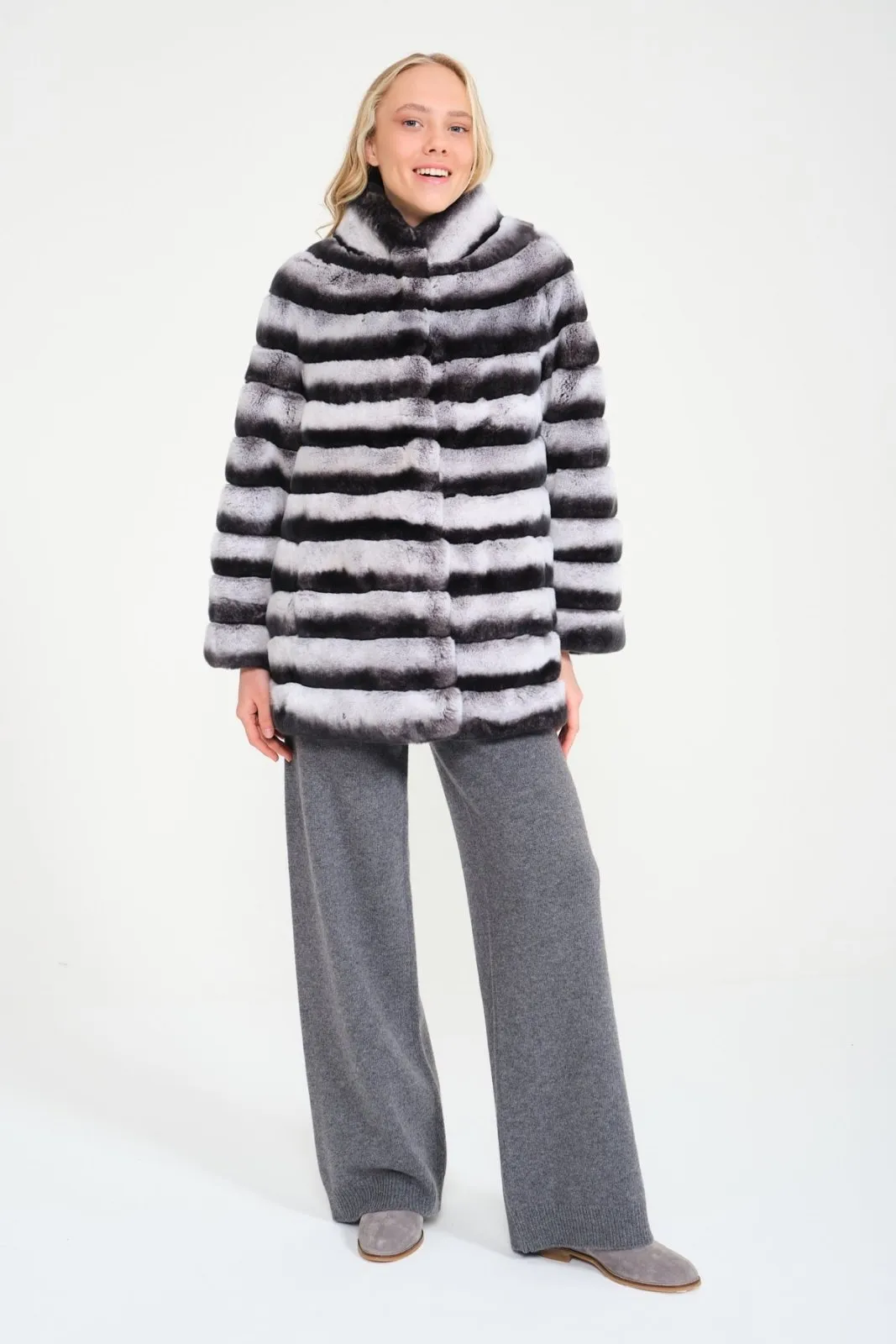Natural Grey Rex Fur Coat