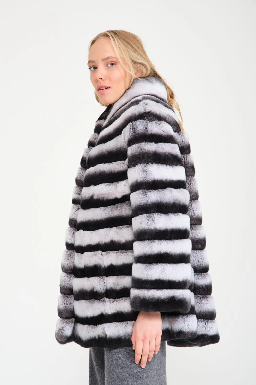 Natural Grey Rex Fur Coat