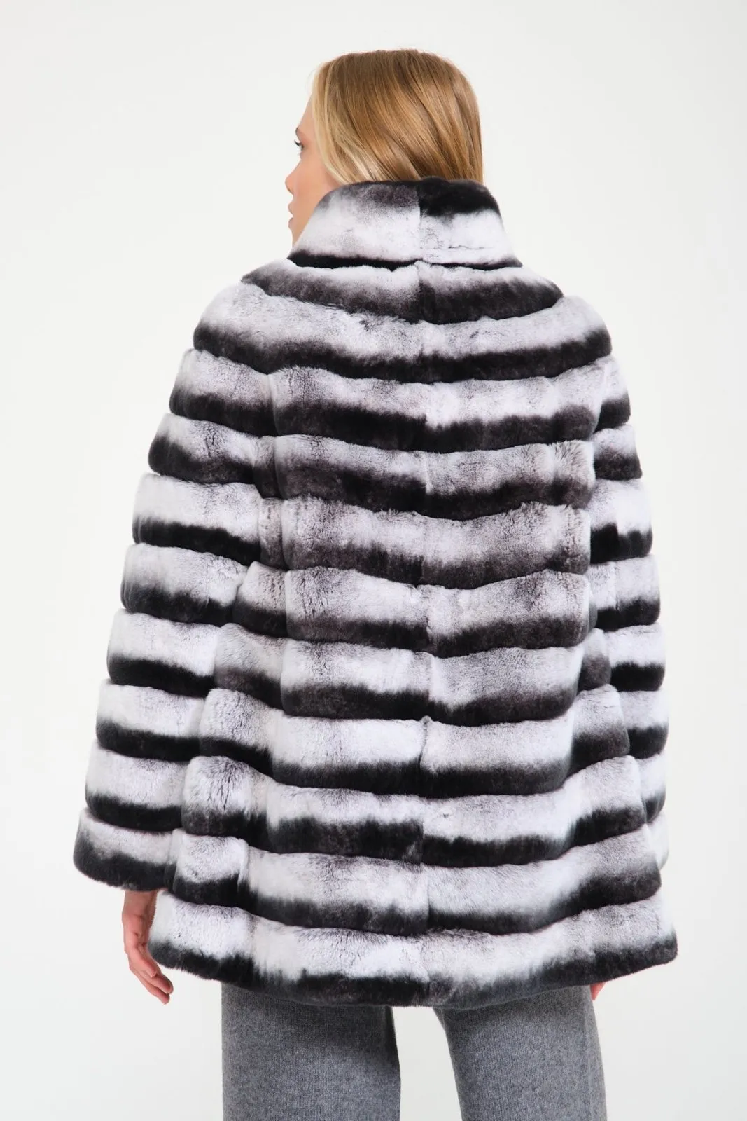 Natural Grey Rex Fur Coat