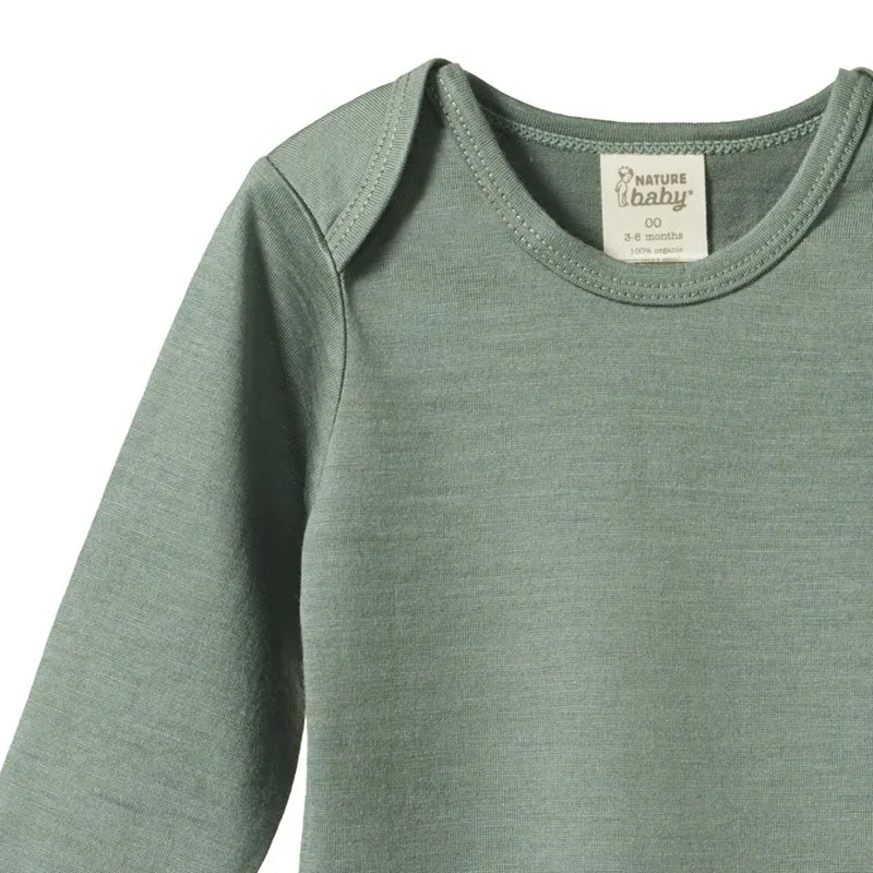Nature Baby - Long Sleeve Merino Bodysuit - Nettle