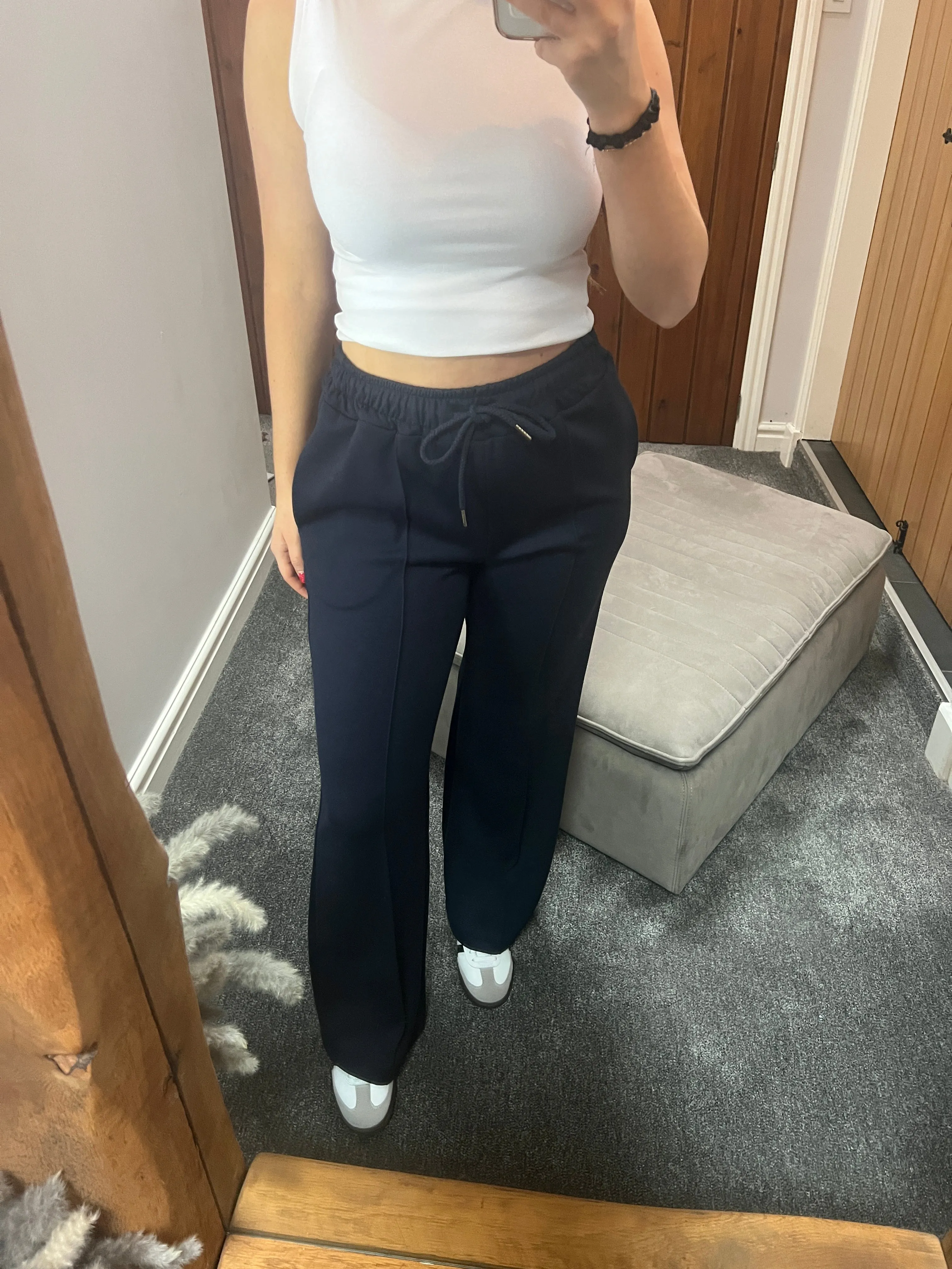 Navy Blue Wide Leg Joggers