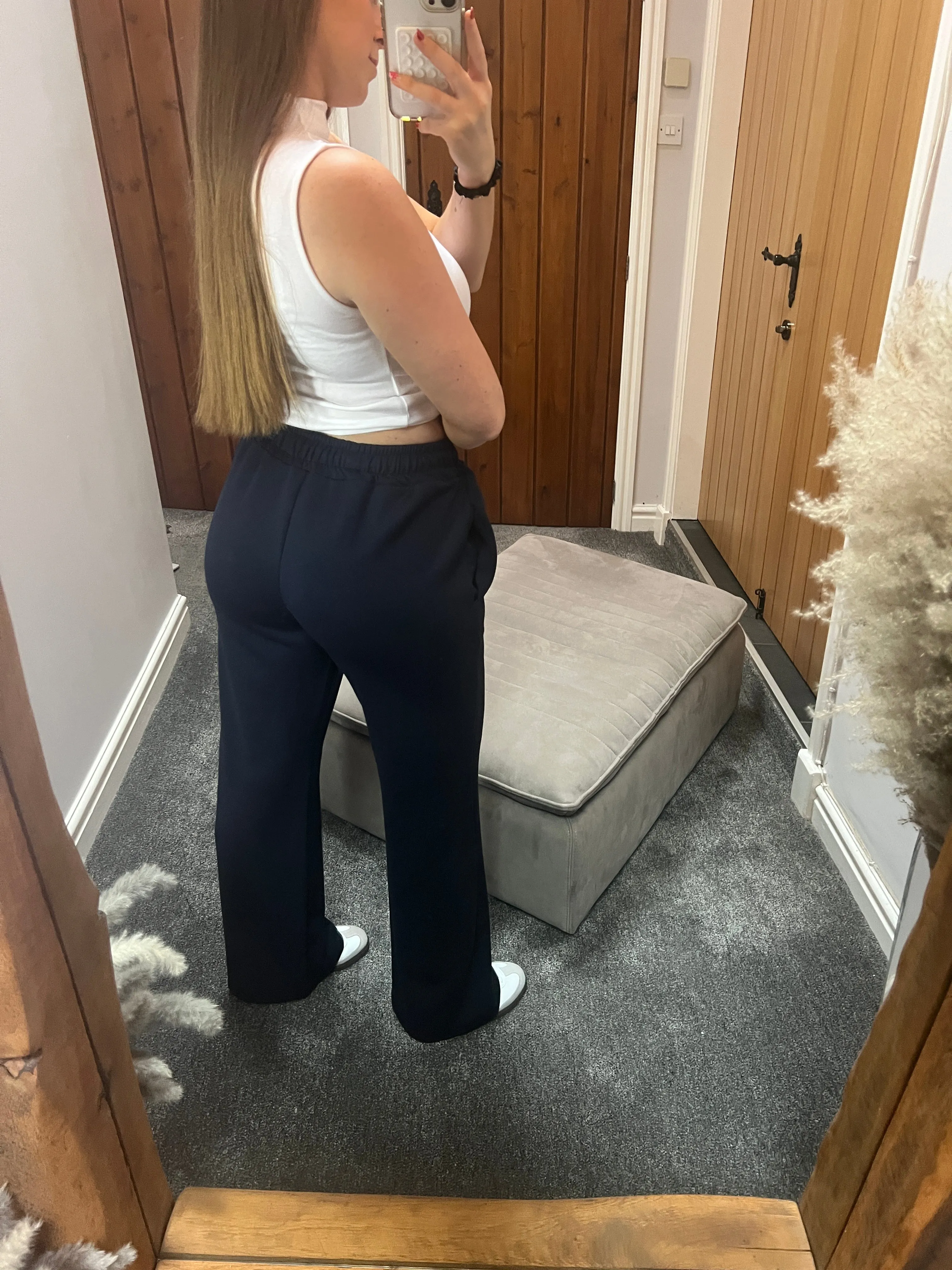 Navy Blue Wide Leg Joggers