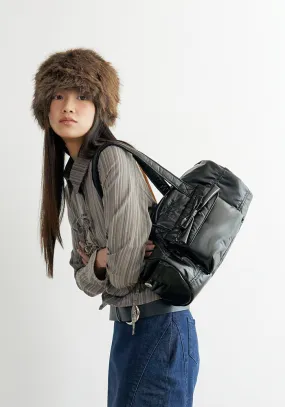 [NEFNEF] Winter23 glossy ribbon duffle bag_black