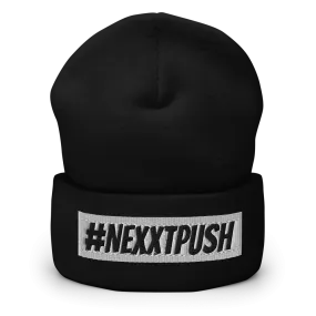 #Nexxtpush White Bar Cuffed Beanie