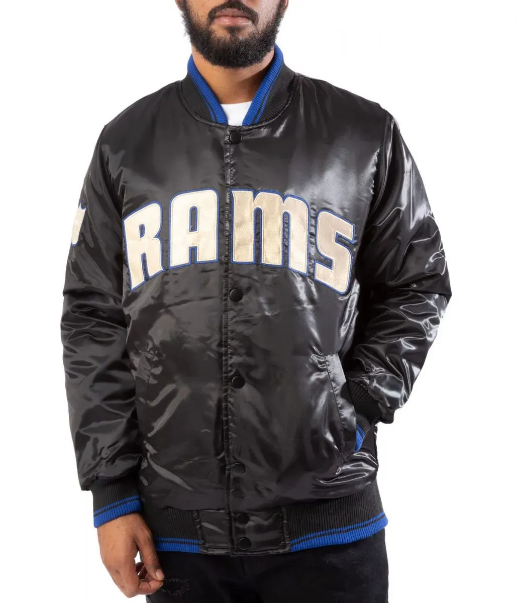 NFL Los Angeles Rams UK Flag Black Satin Jacket