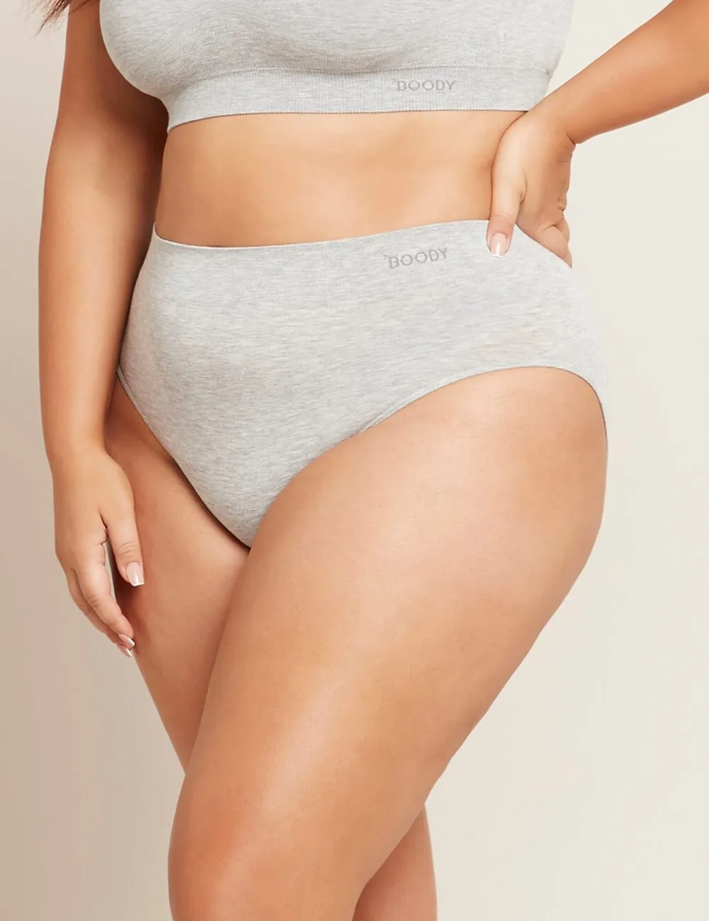 Organic Bamboo Full Brief Light Grey Marl