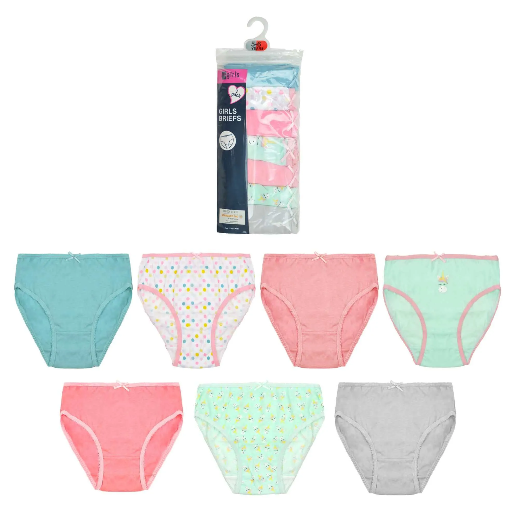 Pack of 7 Boys Briefs and Girls Knickers Cotton Blend Kids Underwear with Comfortable Waistband Assorted Colours and Patterns for Ages 2-8 Years by Daisy Dreamer