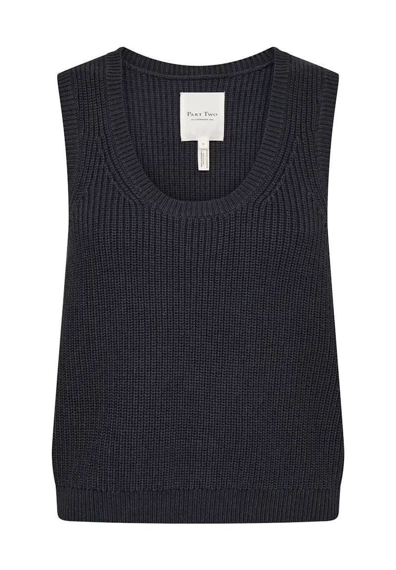 Part Two Nimala Knitted Vest in Navy