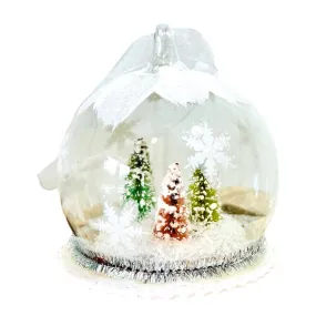 Pastel Bottlebrush Forest Snow Globe Ornament