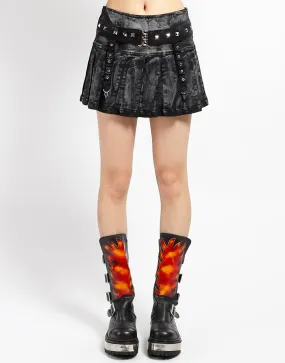 PEACE PLEATED SKIRT BLACK