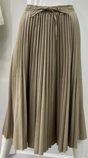 PEODE DESIGN ACCORDION PLEATED DREWSTRING SKIRT TAUPE