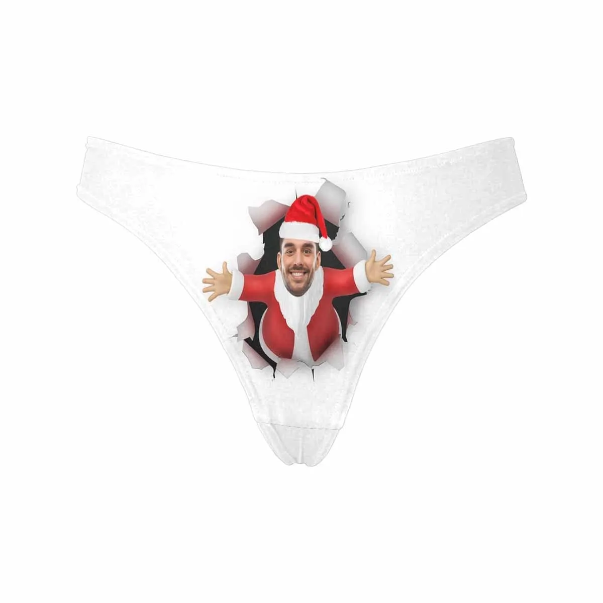 Personalized Face Underwear for Her Custom Santa Hole Lingerie Women's Classic Thong Funny Gift