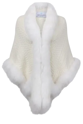 Pinto Ranch Cashmere & Fox Fur Cape - White