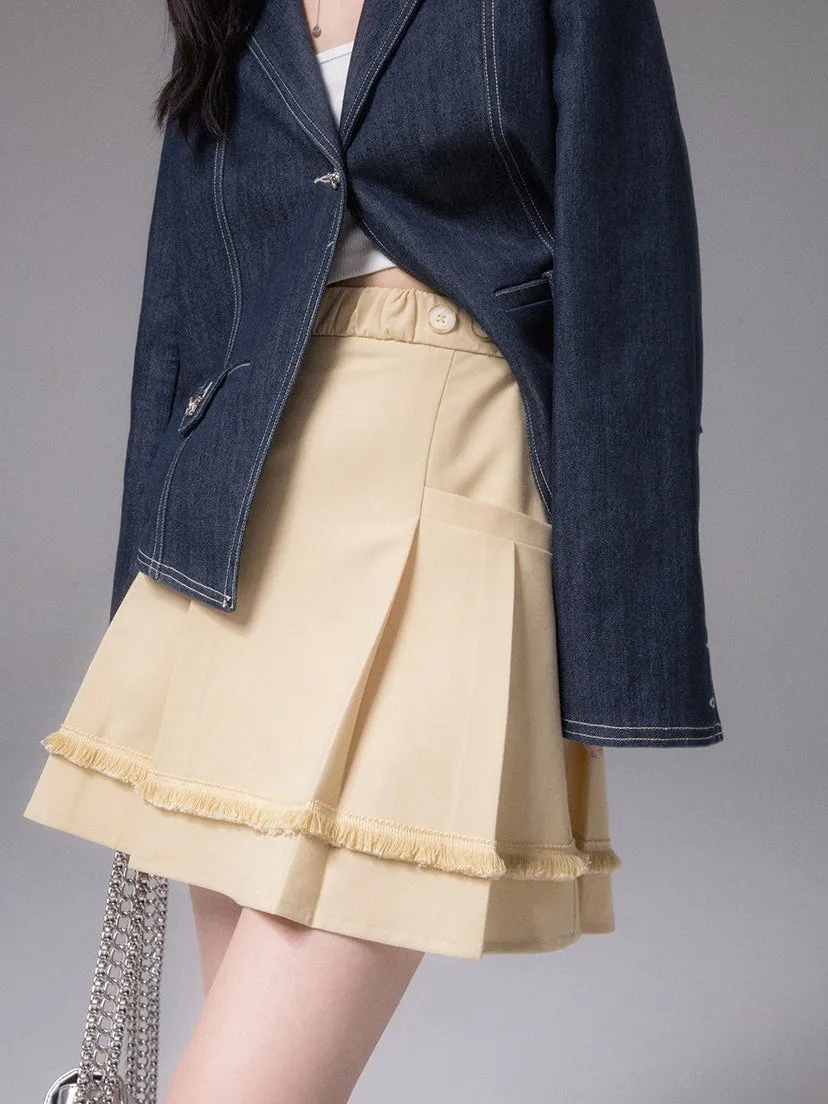 Pleated Fringed Skirt