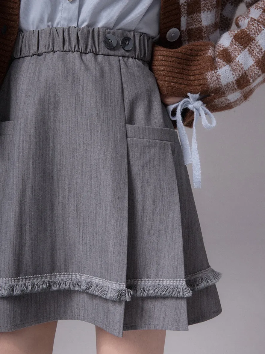 Pleated Fringed Skirt