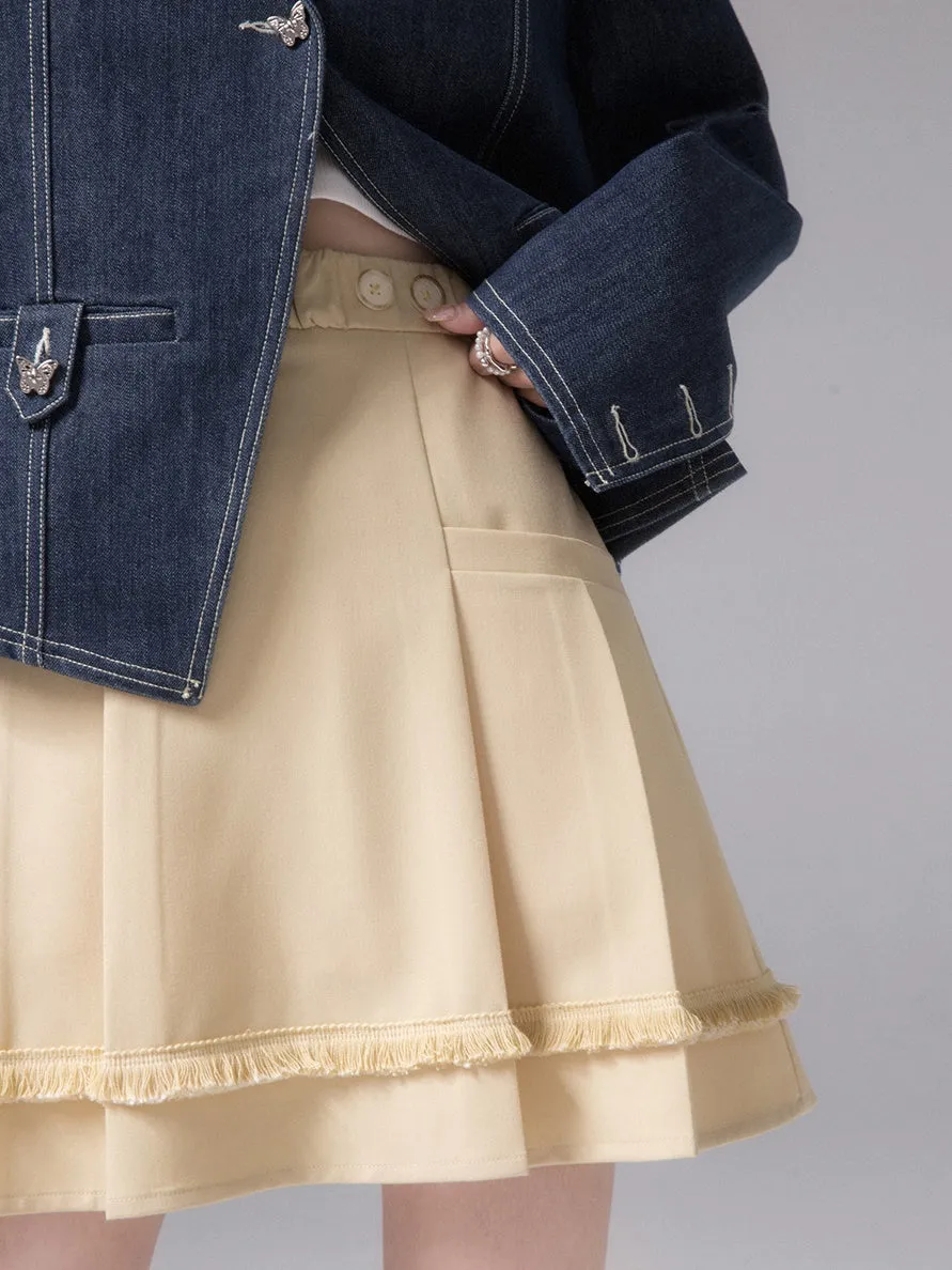 Pleated Fringed Skirt