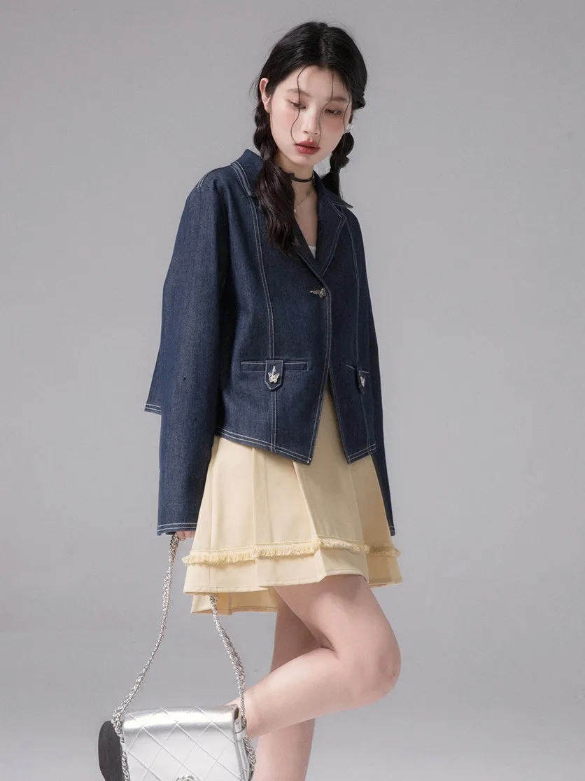 Pleated Fringed Skirt