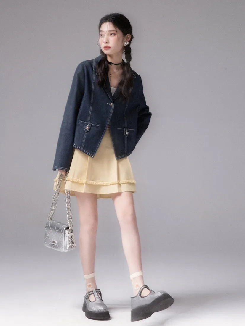 Pleated Fringed Skirt