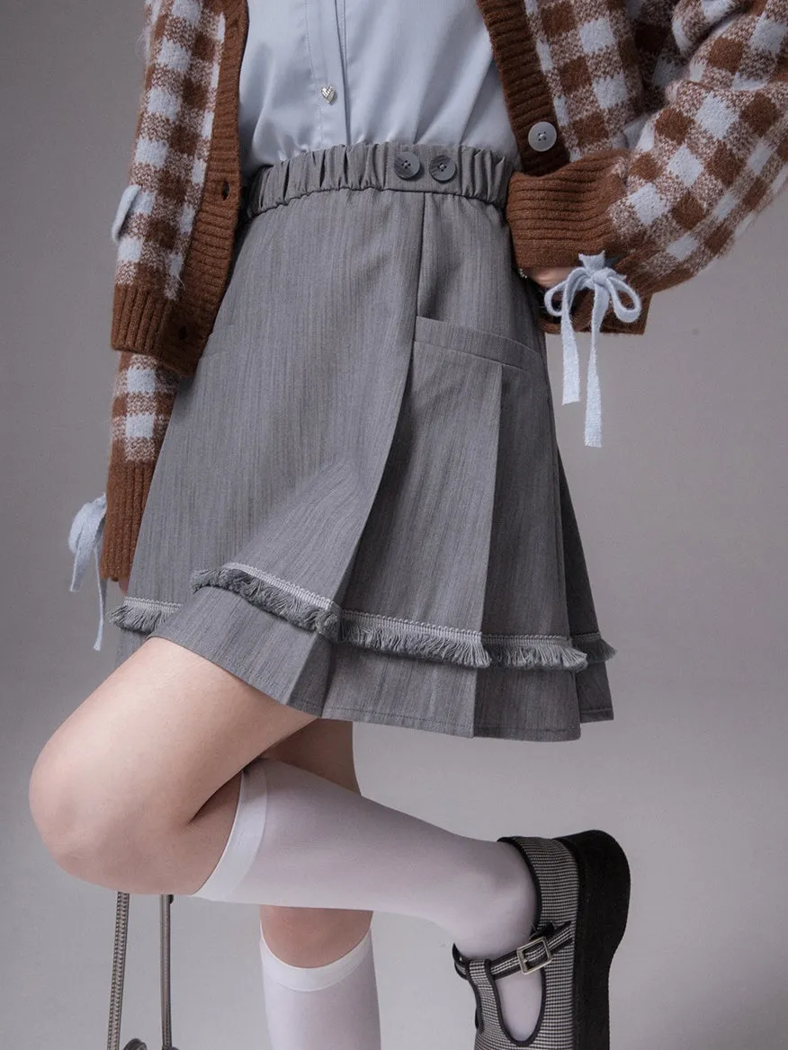 Pleated Fringed Skirt