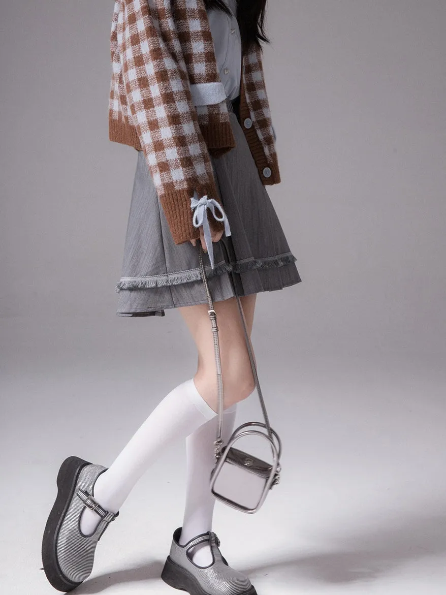 Pleated Fringed Skirt