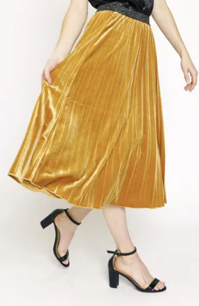 Pleated Velvet Skirt