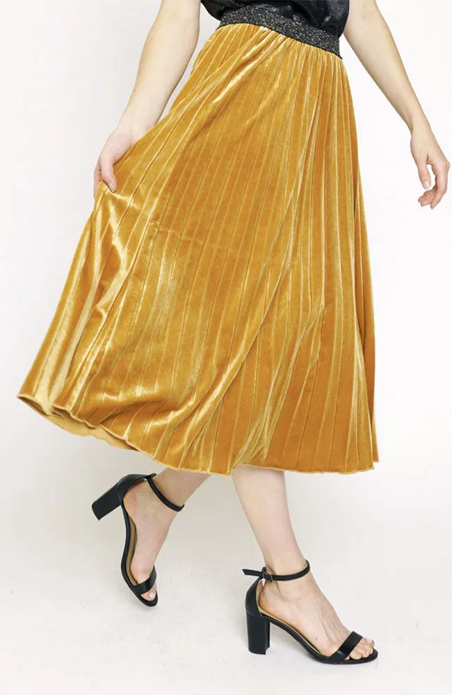 Pleated Velvet Skirt