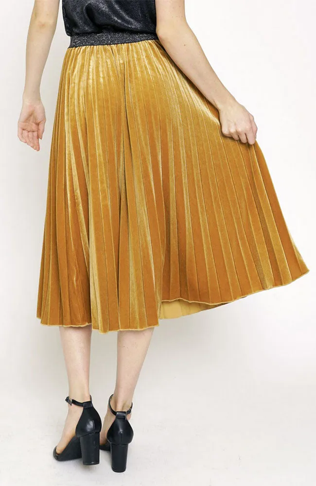 Pleated Velvet Skirt