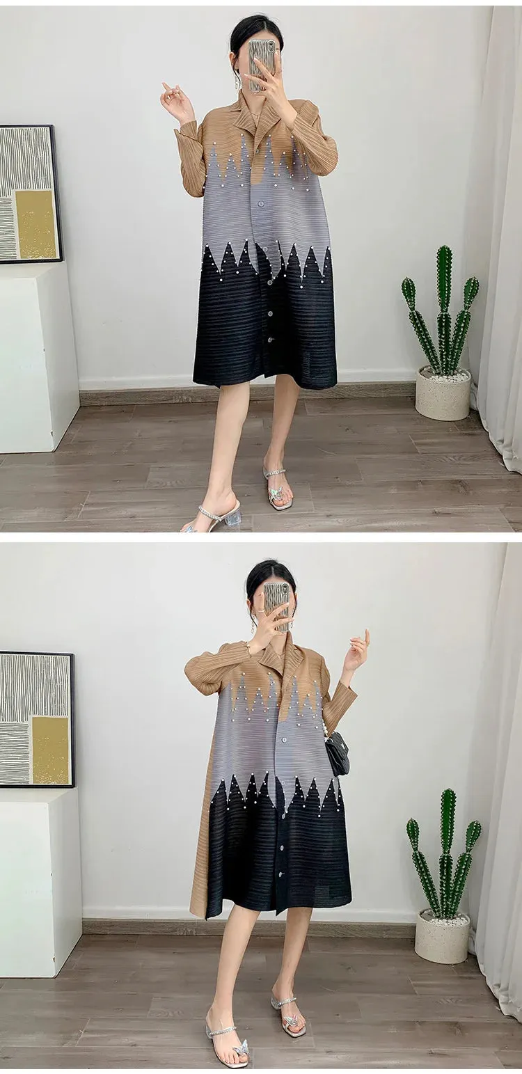 Plisse Pleated Cardigan Overcoat