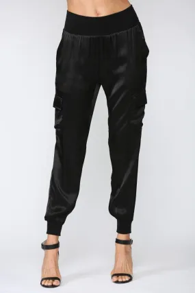 PLUS satin cargo jogger pant