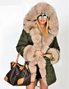 Plus Size Winter Faux Fur Cotton Hooded Overcoat