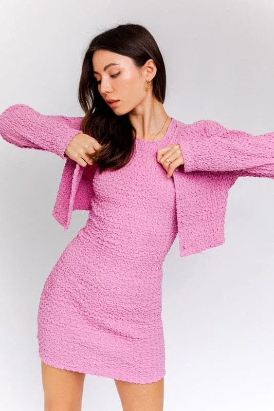 Pretty In Pink Textured Cropped Cardigan