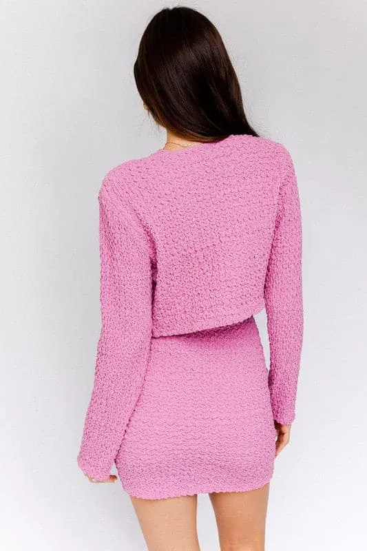 Pretty In Pink Textured Cropped Cardigan
