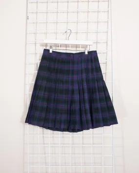 Purple Plaid Pleated Mini Skirt