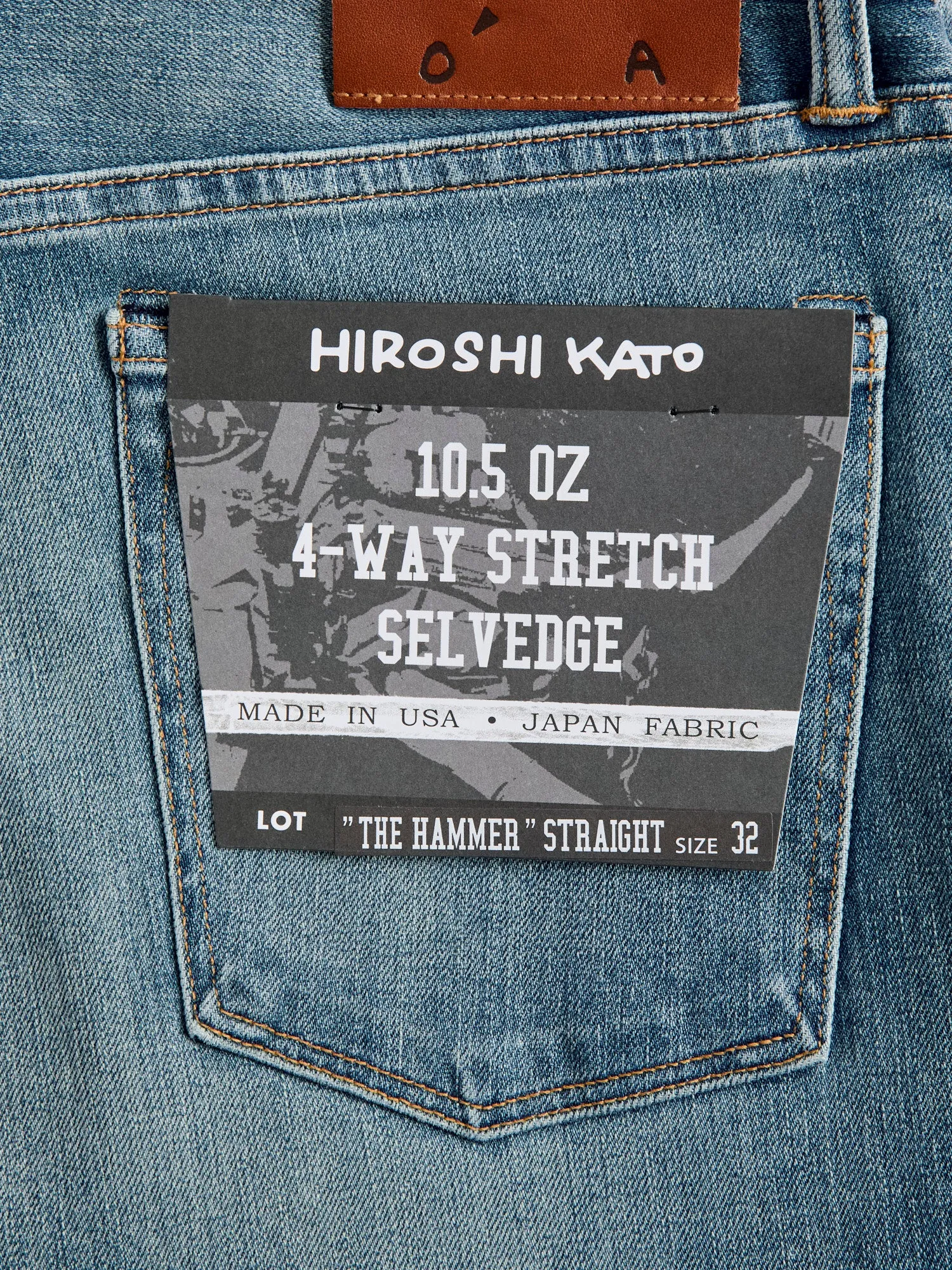 "Cyndi" 10.5oz Washed Indigo Stretch Selvedge Denim - Hammer Straight