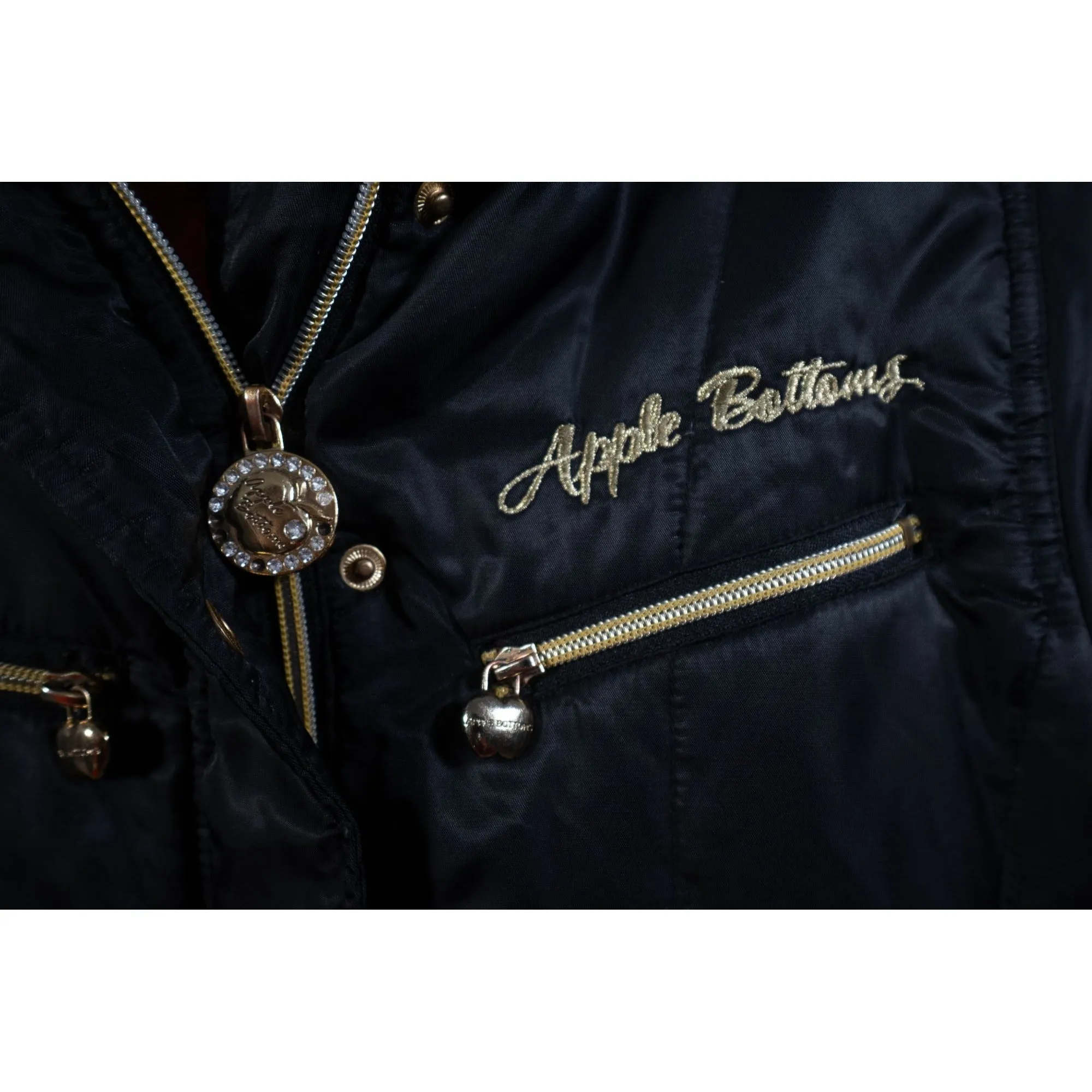 "Retail" y2k Apple Bottoms Fur Trim Hood Mid-Length Puffer Jacket Black Medium Women's