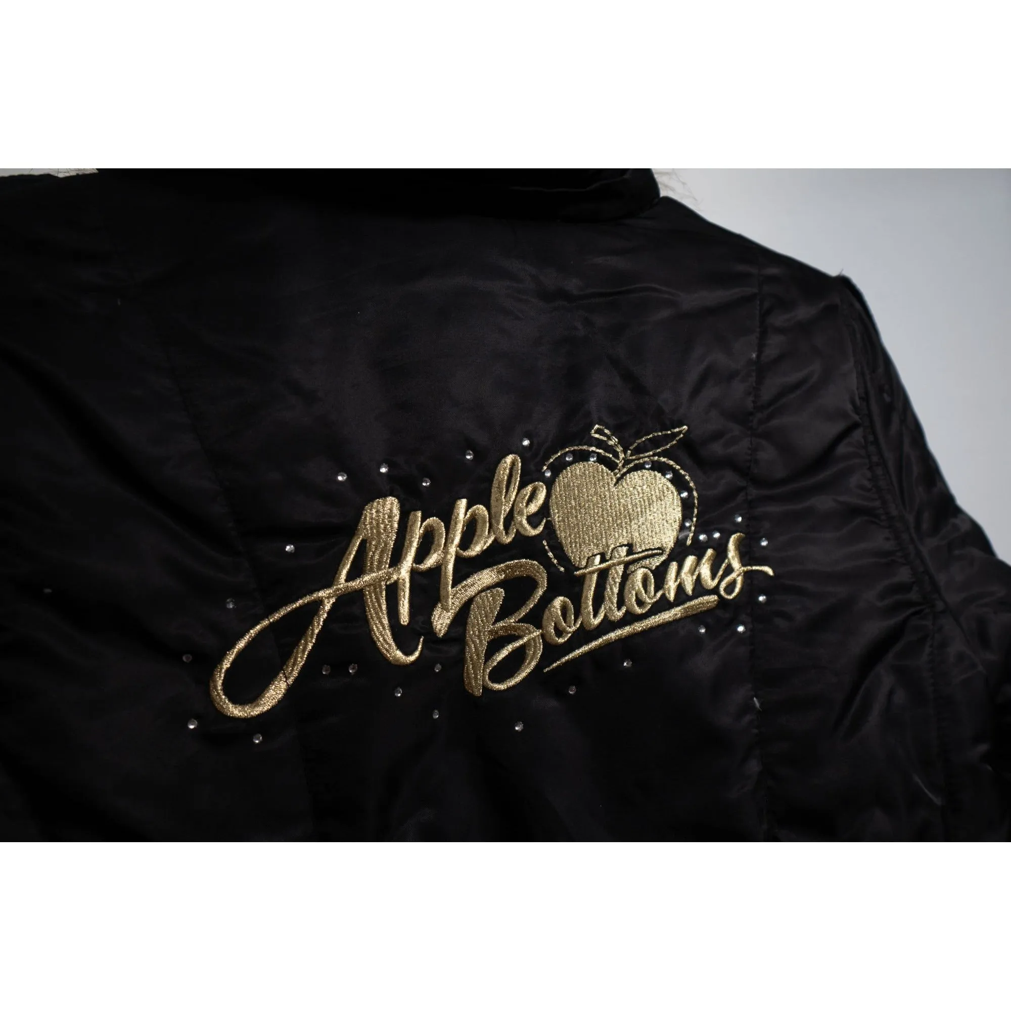 "Retail" y2k Apple Bottoms Fur Trim Hood Mid-Length Puffer Jacket Black Medium Women's