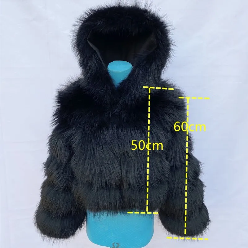 Real Natural Raccoon Jacket Women's Fashion Coats Real Fur Coat Round Neck Warm Thick Hoodie Detachable New Style