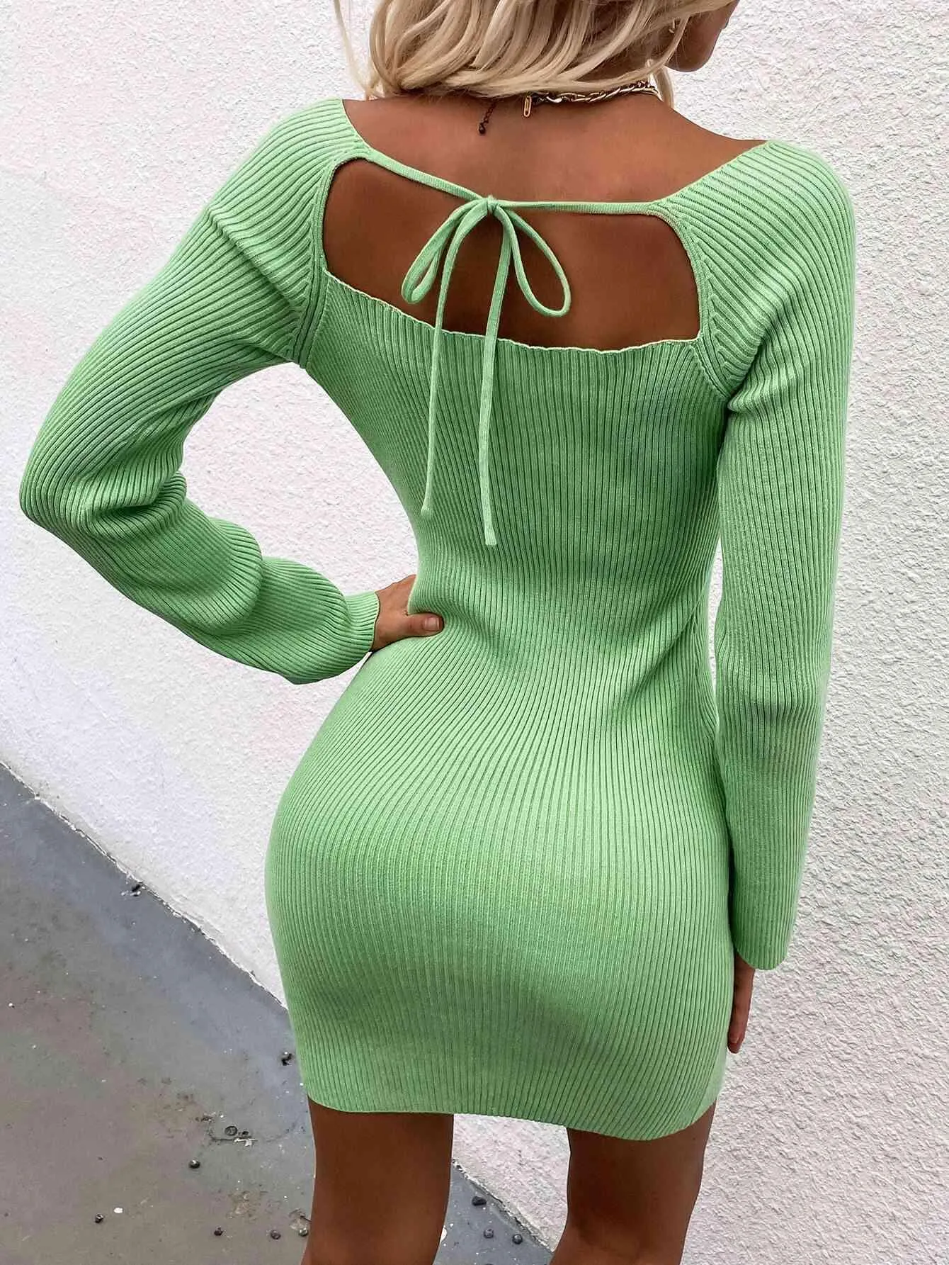 Regency Fashion Inspired Square Neck Sweater Dress