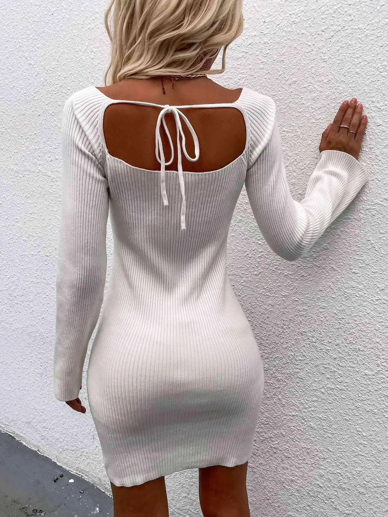 Regency Fashion Inspired Square Neck Sweater Dress