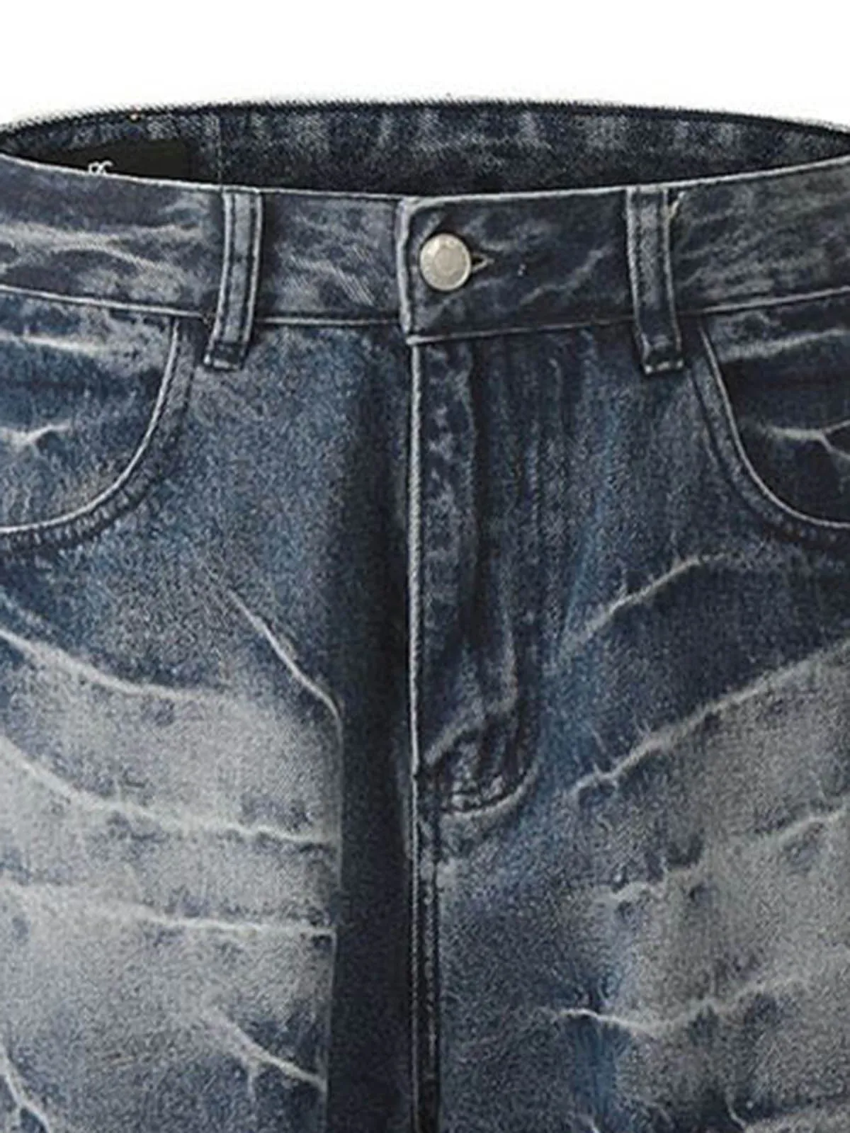Retro Neutral Washed Straight Jeans - 2261