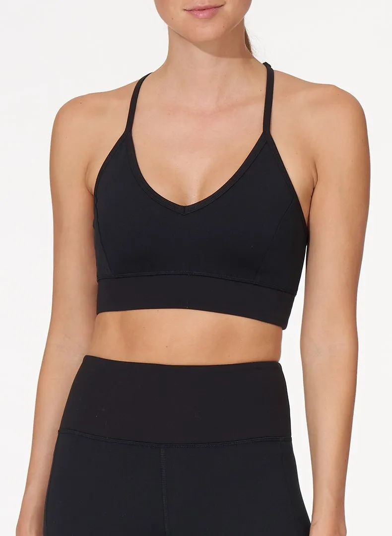 Rib Trim Light Support Bra, Black