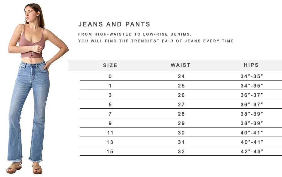 Risen Jeans - High Rise Side Step Hem Crop Flare Jeans - RDP5591