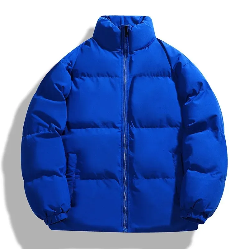 Robust men's puffer jacket with stand-up collar and side pockets