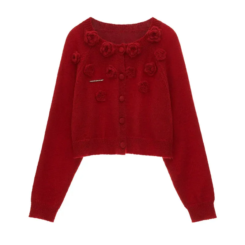 Rose Bouquet Cropped Cardigan