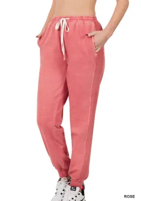 Rose Drawstring Waist Jogger Pants