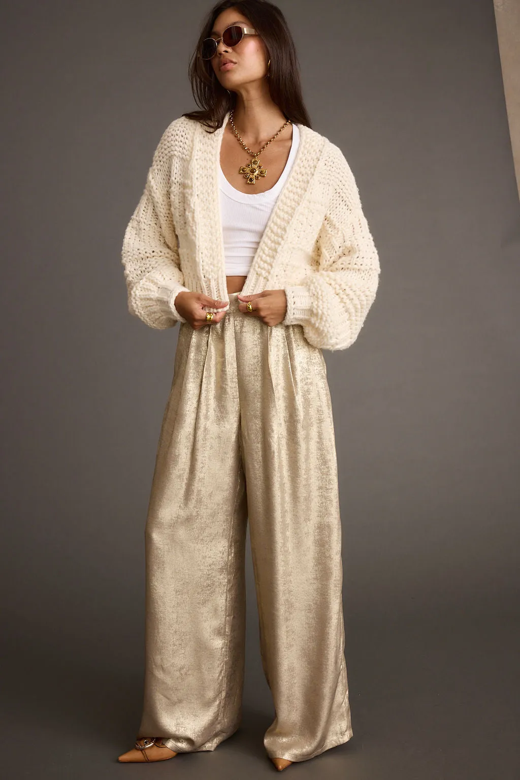 Rowan Cream Cable Knit Cardigan