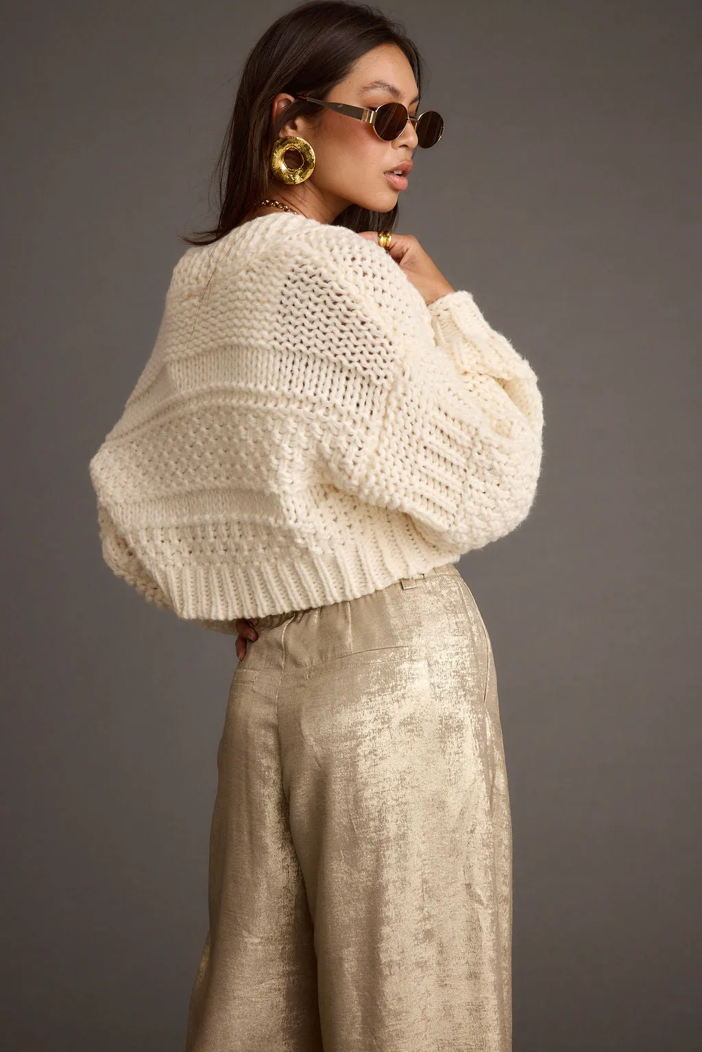 Rowan Cream Cable Knit Cardigan