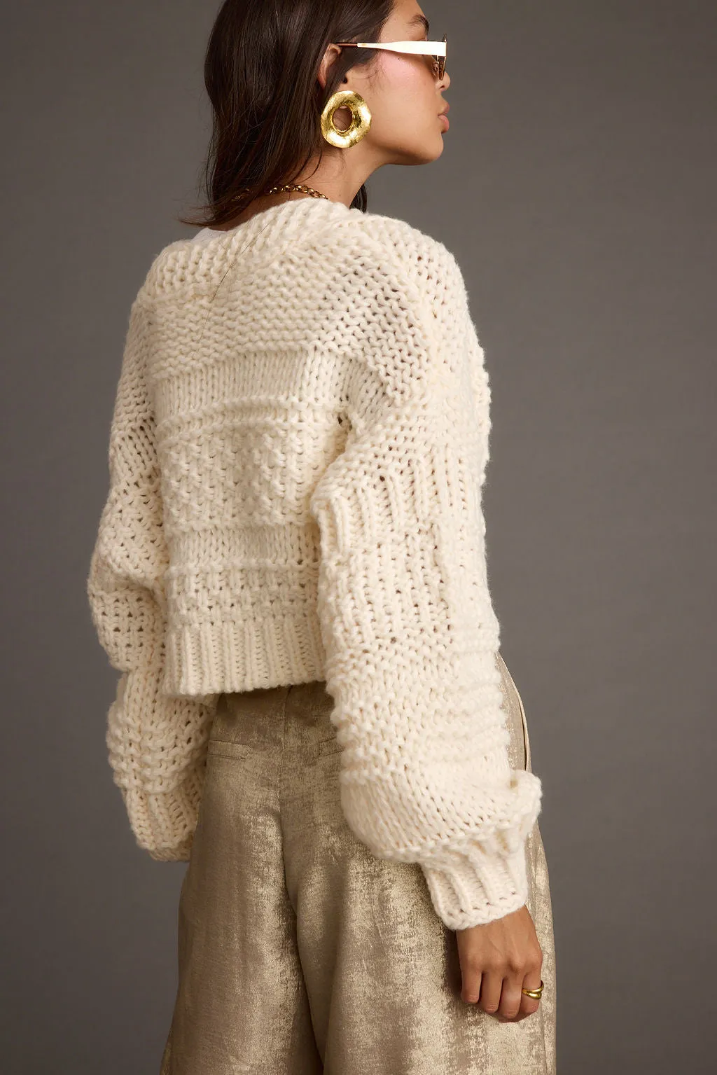 Rowan Cream Cable Knit Cardigan
