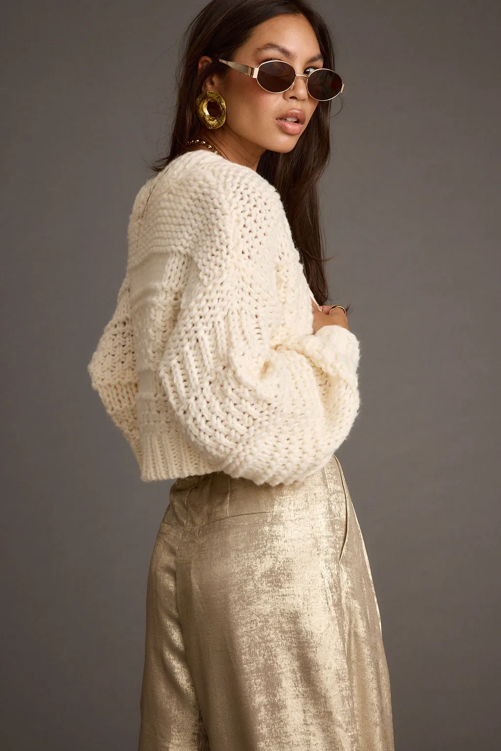 Rowan Cream Cable Knit Cardigan