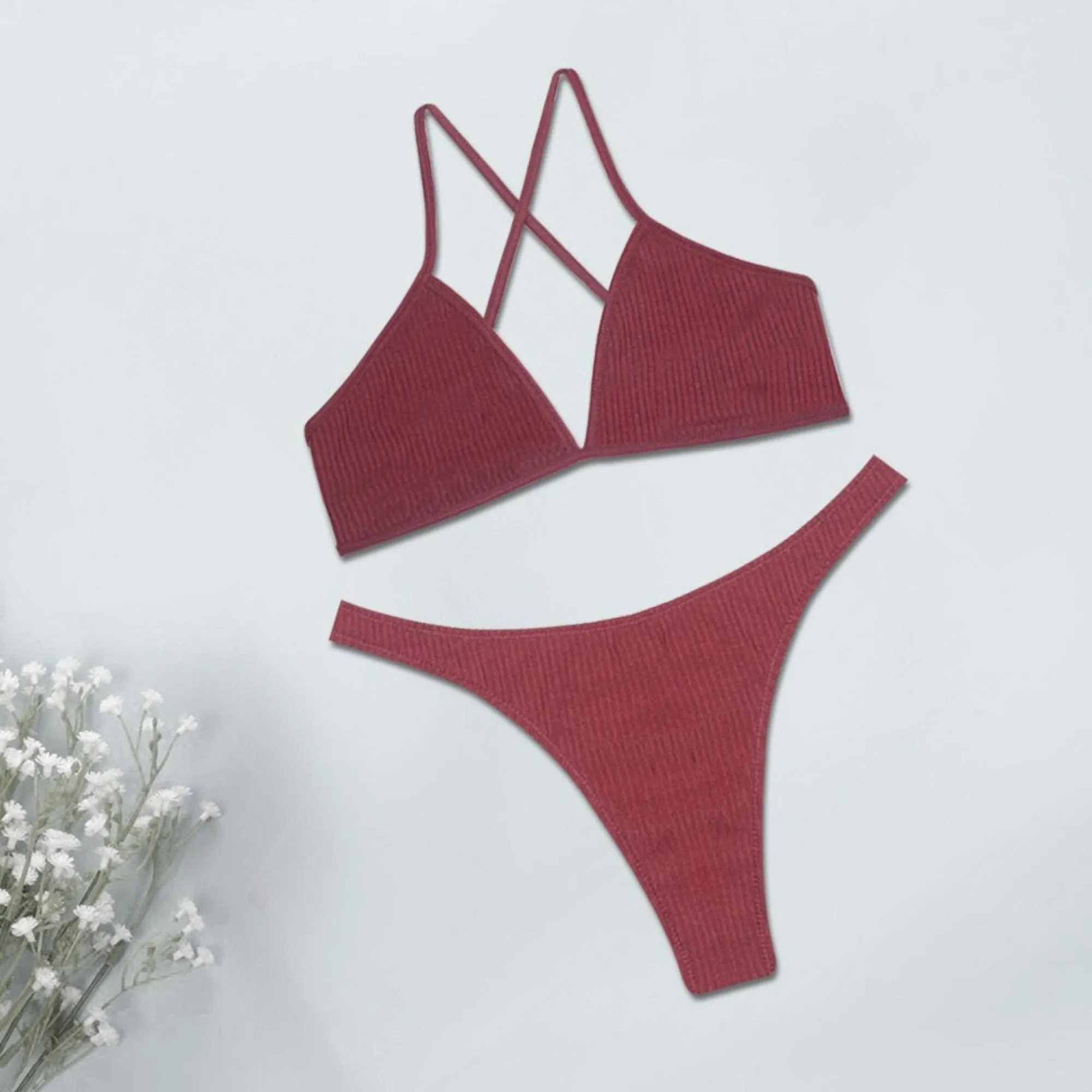 Seamless Bra and Panty Set Cotton Spandex Cross Back